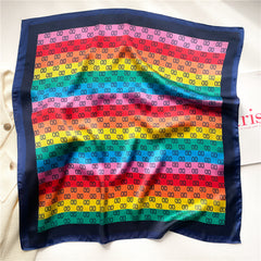 Vintage Gradient Block Alphabet Square Scarf Full Shawl Women