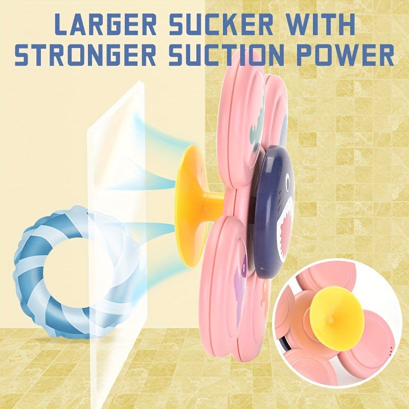3pcs Cartoon Flower Suction Spinning Toy 0-3 Years Old Baby Teether Bath Toys