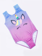 Pony Print Sleeveless Kids Gymnastics Bodysuit