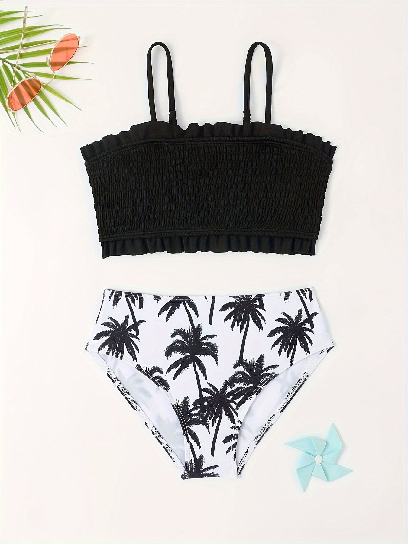 2pcs Girls Bikini Swimwear Set Cami Top Floral Briefs Summer Gift