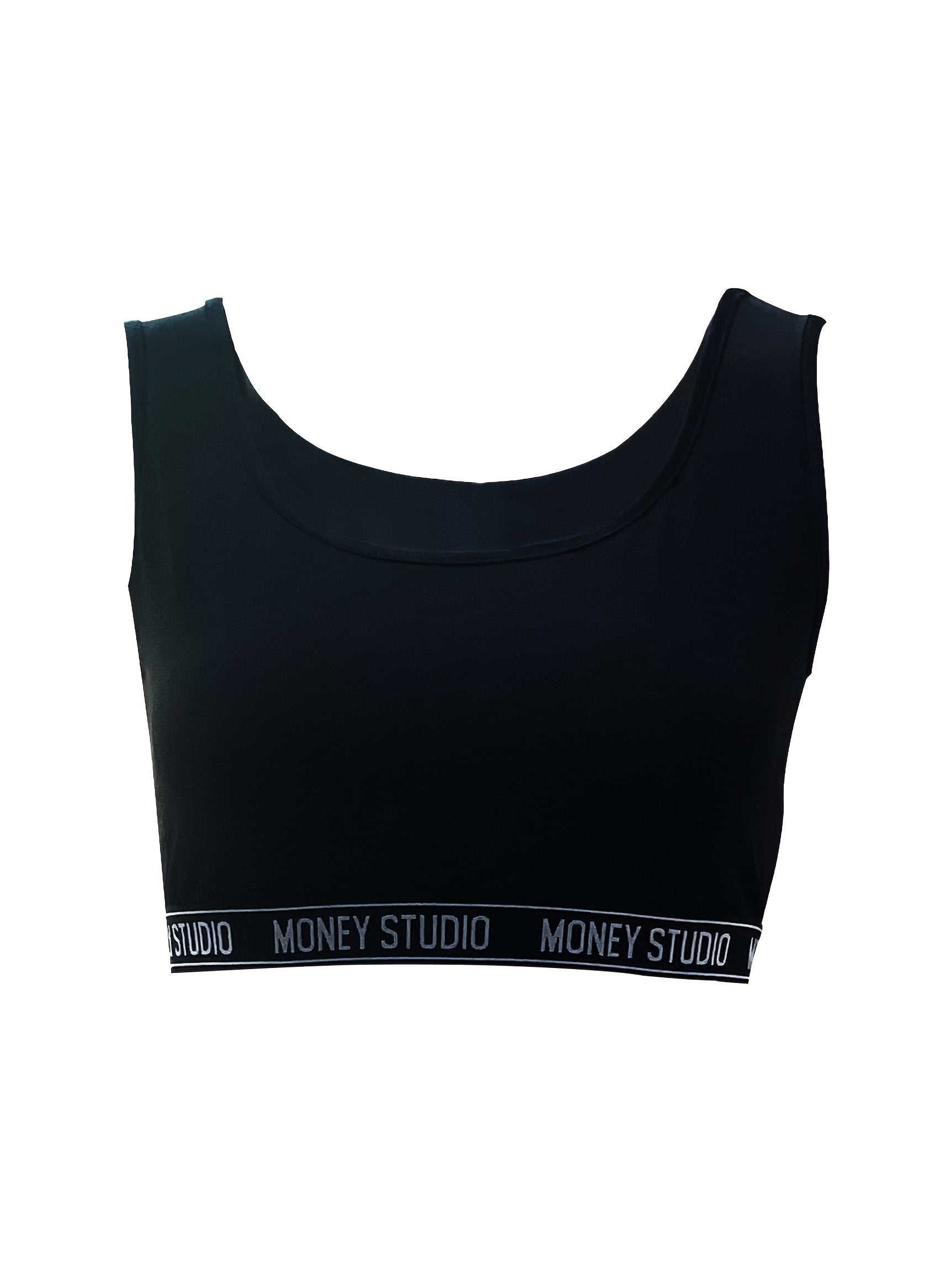 Letter Waistband Two-piece Set Sleeveless Crop Top & Shorts
