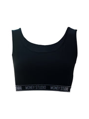 Letter Waistband Two-piece Set Sleeveless Crop Top & Shorts
