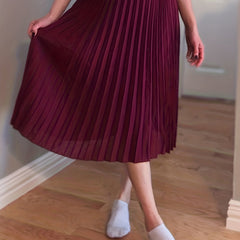 High Waist Pleated Midi Skirt for Women