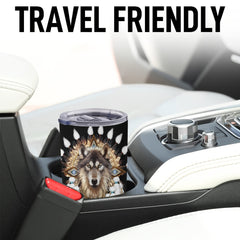 20oz Indian Wolf Stainless Steel Tumbler - Insulated Travel Mug