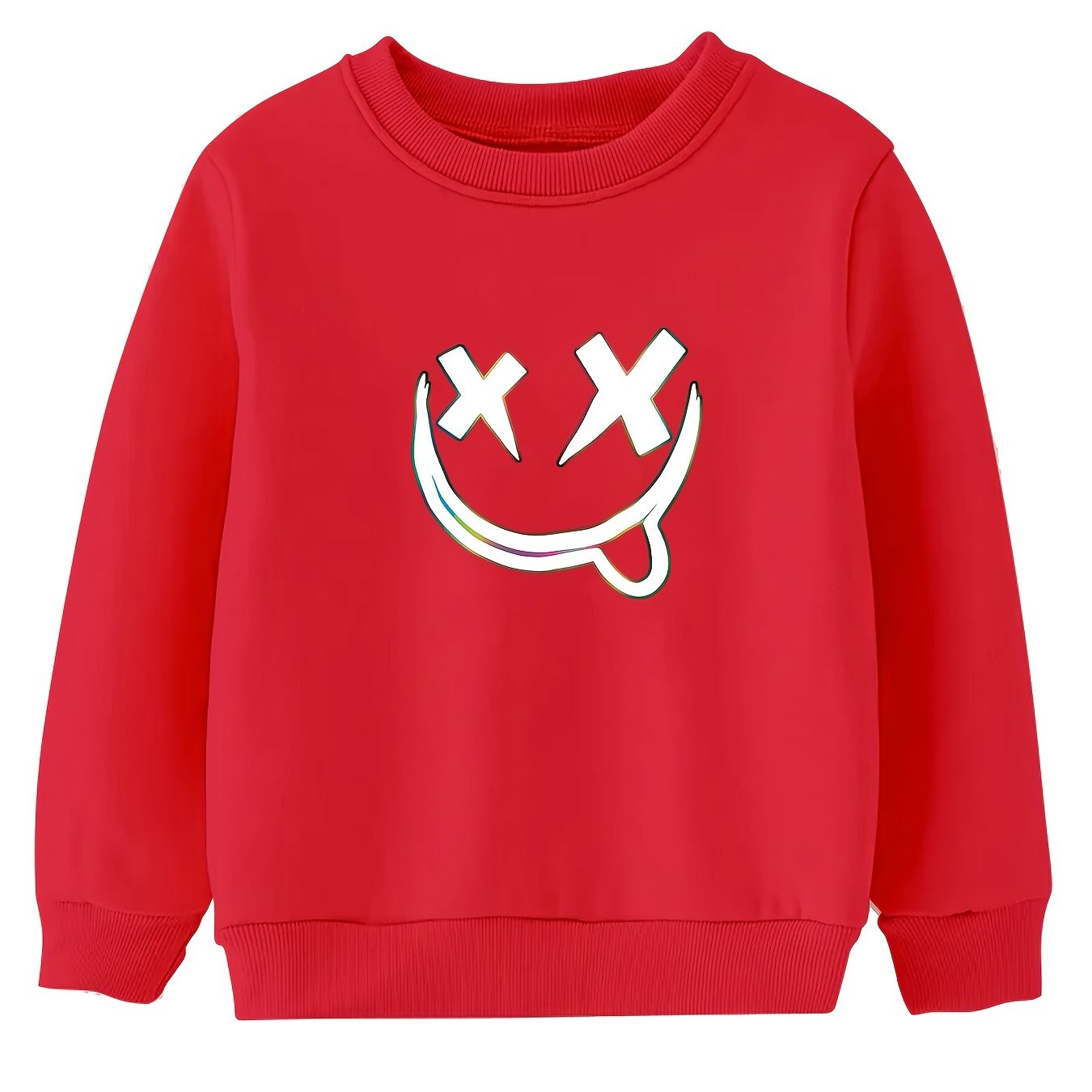 Fancy Smile Face Print Boys Long Sleeve Sweatshirt