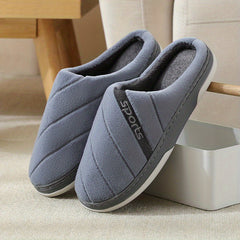 Men's Stripped Fleece Slip On Slippers Warm Keep Assorted Colors Casual Shoes