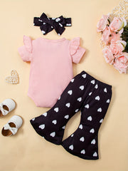 Baby Girls Short Sleeve Romper & Leopard Pants Set