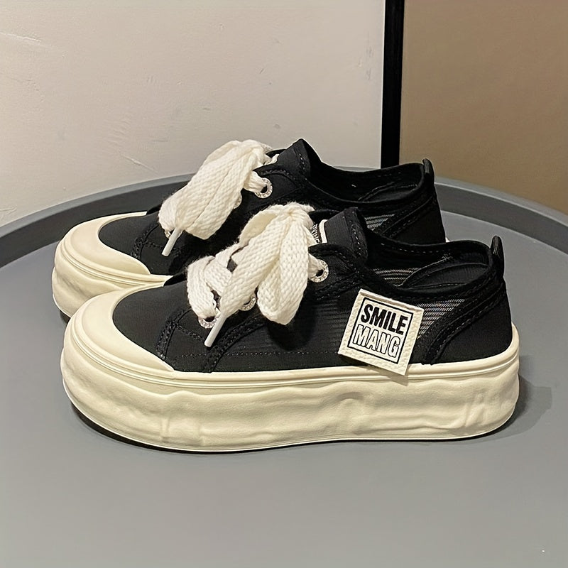 Women's Letter Graphic Skate Shoes Breathable Mesh Flat Shoes