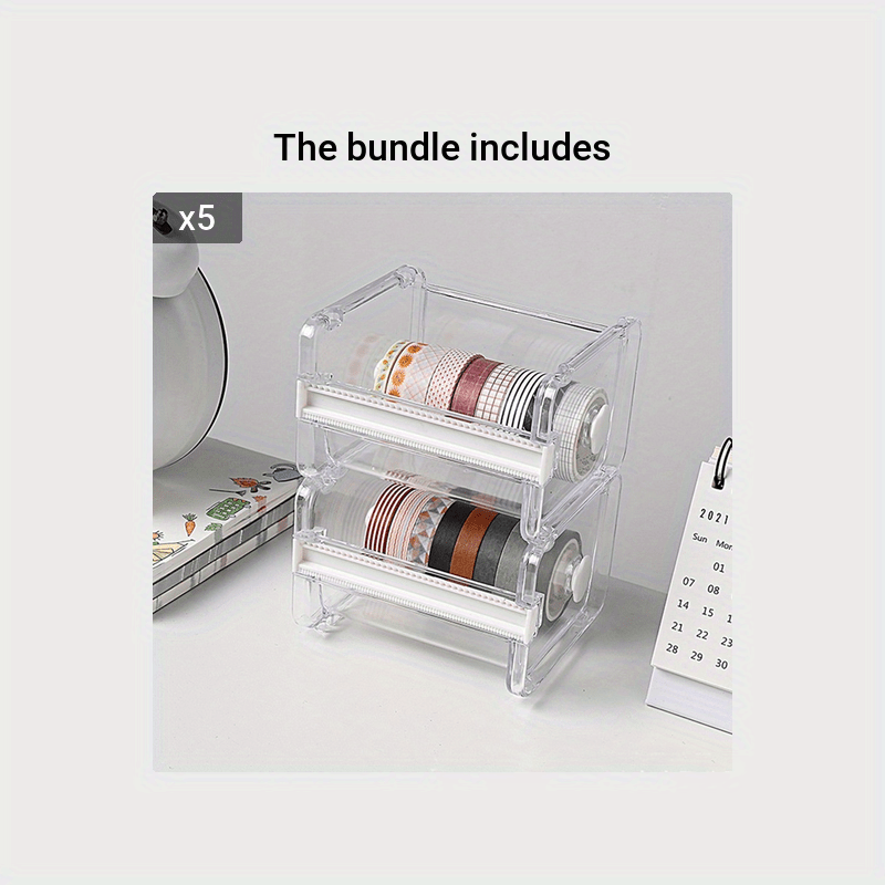 Tape Cutter Set Transparent Tape Holder Dispenser Office Stationery