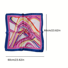 Stripe Print Neckerchief Silk Square Scarf Head Wrap Hair Accessory