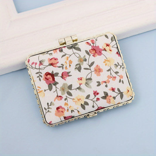 Vintage Floral Compact Mirror Portable Makeup Mirror