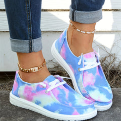 Women's Tie Dye Boat Shoes Lightweight Canvas Comfy Flat Walking Shoes
