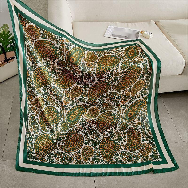 Floral Print Silk Square Scarf Bandana for Women