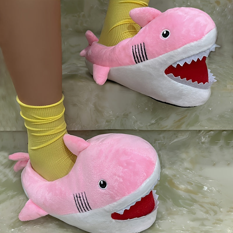 Girls Cartoon Shark Slip On House Shoes - Soft Non Slip Comfortable Indoor Shoes
