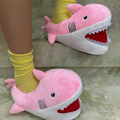 Girls Cartoon Shark Slip On House Shoes - Soft Non Slip Comfortable Indoor Shoes