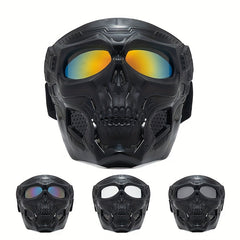 Skull Mask Full Face Tactical Masks PC Lens Halloween Motorcycle Goggles