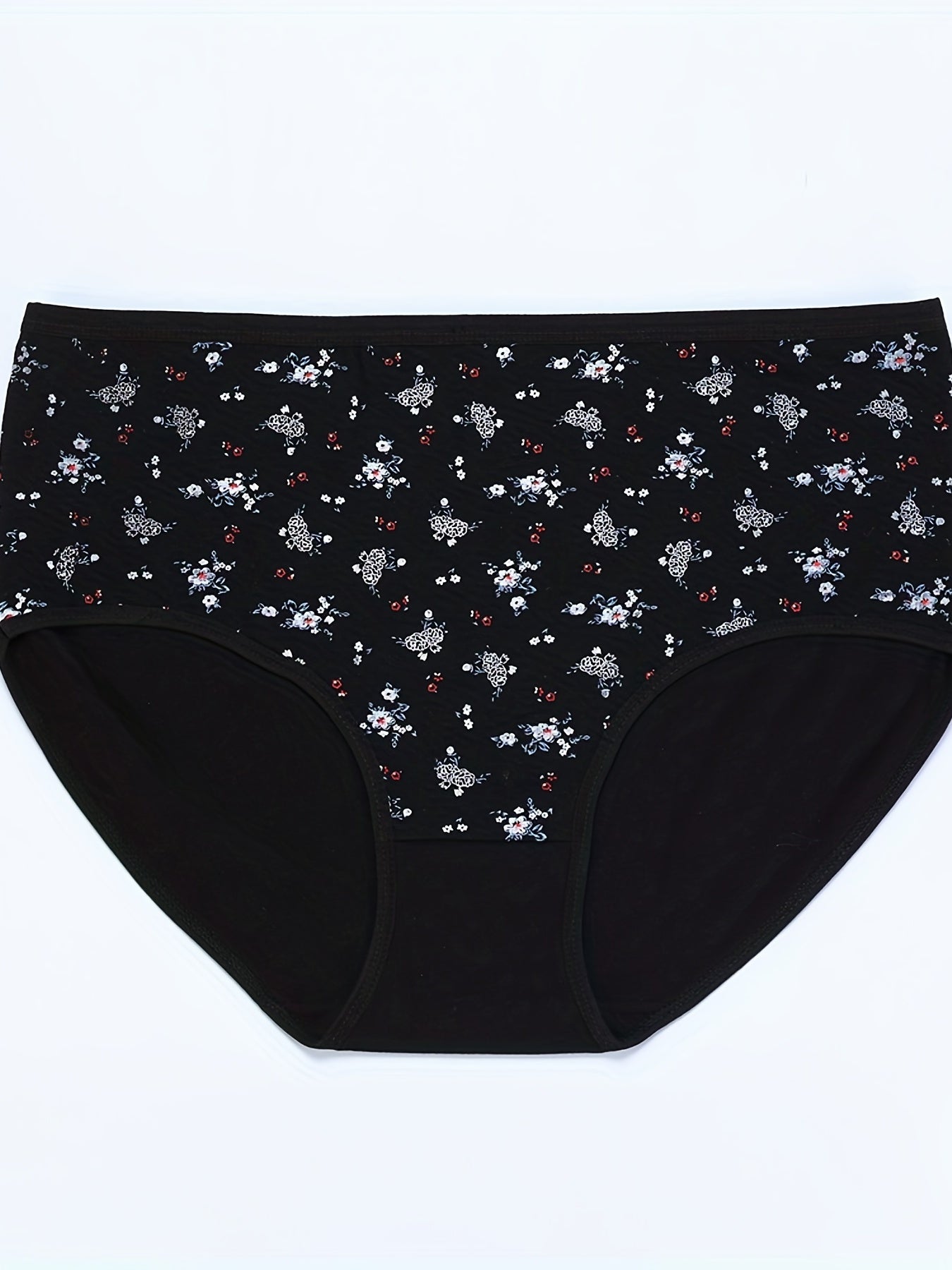 3 Pack Women's Plus Size Ditsy Floral Print High Stretch Briefs