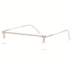 Y2K Bow Star Decor Glasses Frame Rhinestone Lensless Decorative Glasses