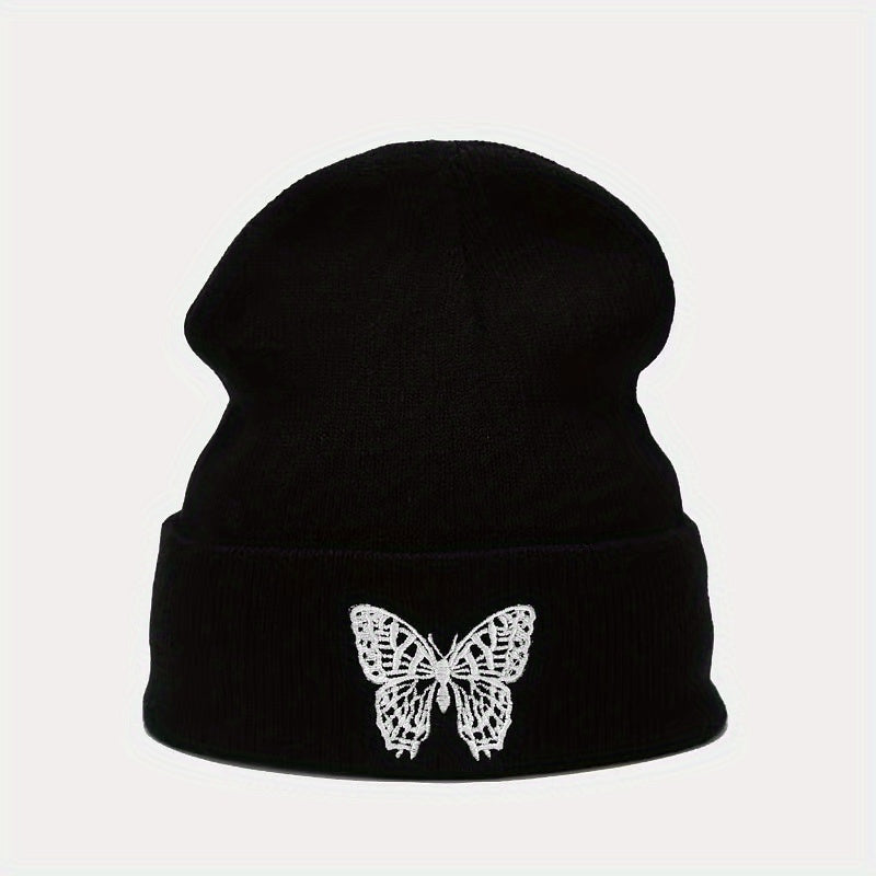 Butterfly Embroidery Beanie Unisex Warm Knitted Hat