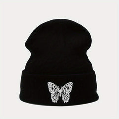 Butterfly Embroidery Beanie Unisex Warm Knitted Hat