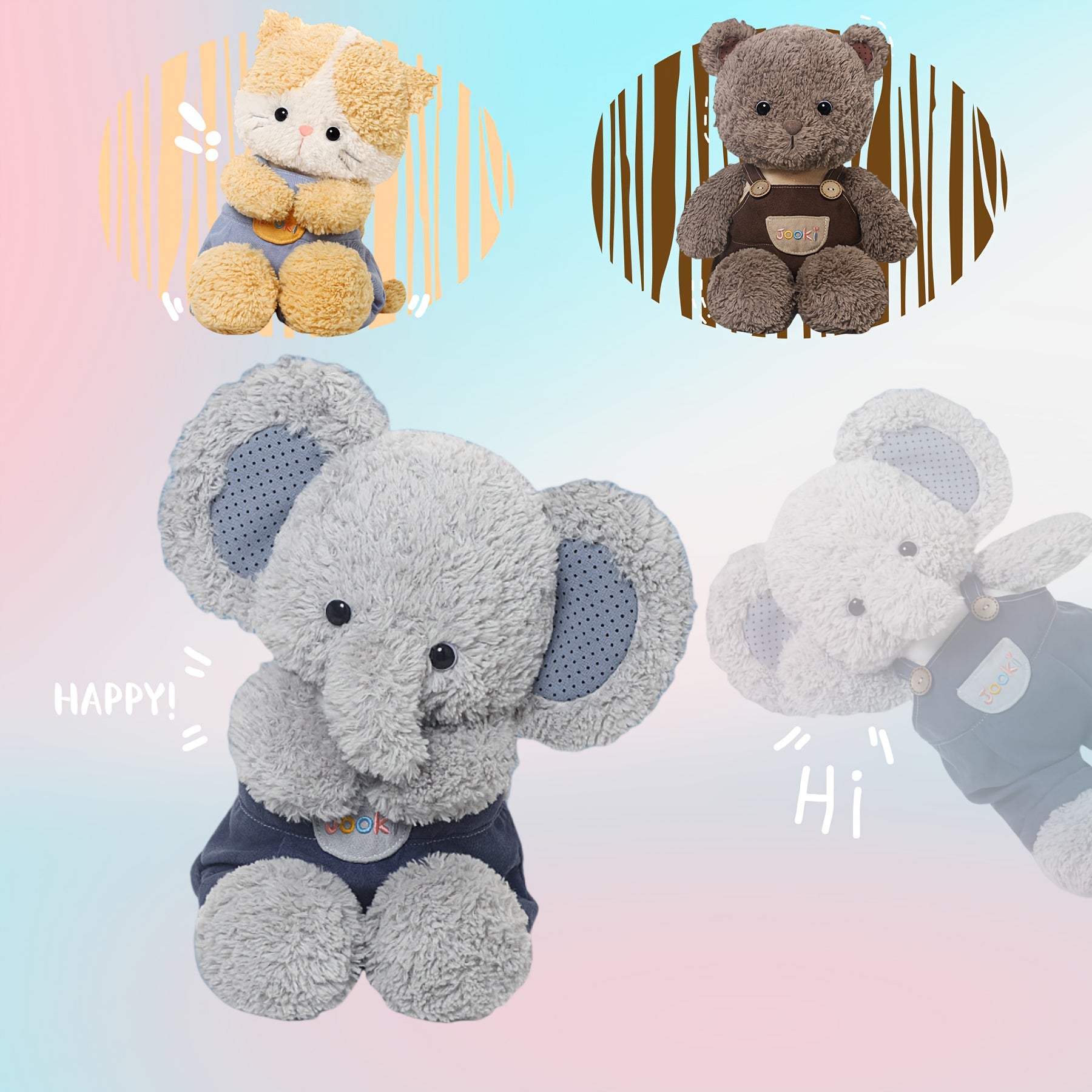 Plush Toy Elephant Cat Bear Suspenders Series Birthday Valentine's Gift