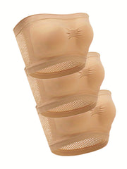 3Pcs Hollow Out Bandeau Bras Stretch Bra Women's Lingerie