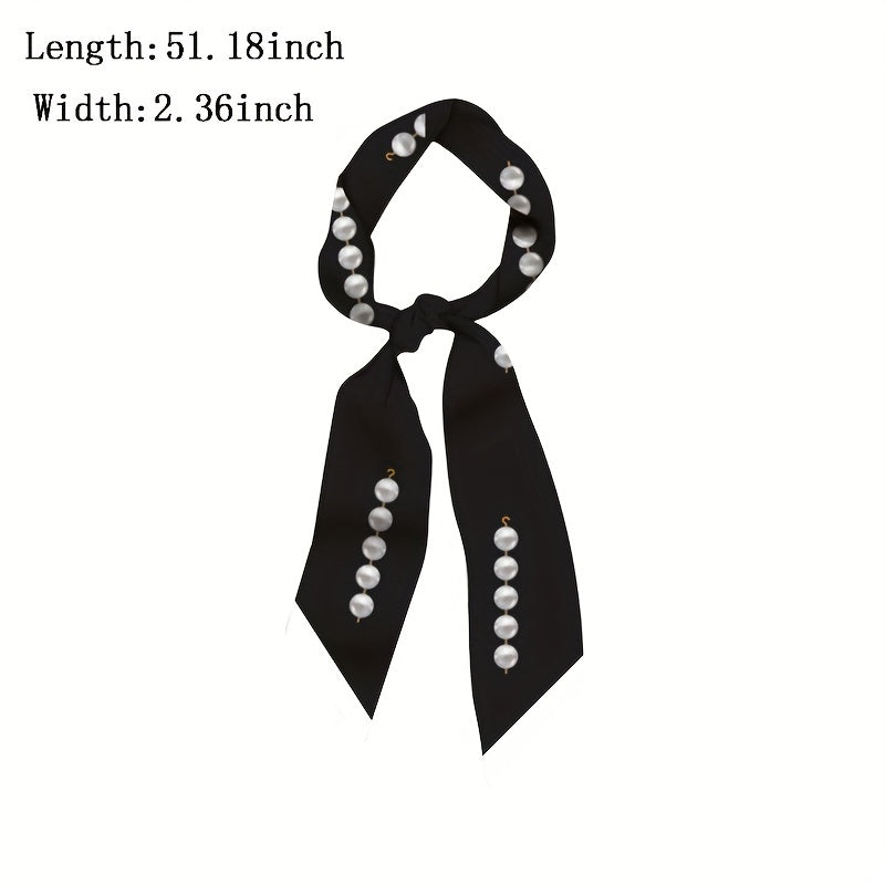 Beads Print Skinny Scarf Neck Tie Long Hair Ribbon Decorative Bag Wrap