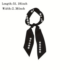 Beads Print Skinny Scarf Neck Tie Long Hair Ribbon Decorative Bag Wrap