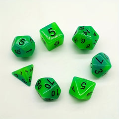 7 Pcs Double Glow Faceted Set Dice Carving Glow Digital Glow Resin Fun Dice