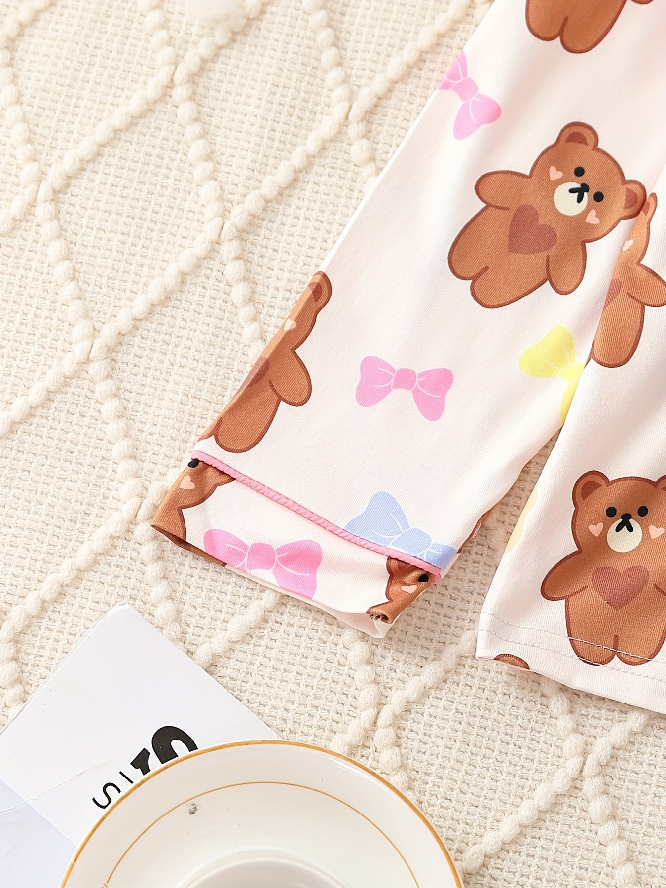Kid's Bear Print Pajama Set Long Sleeve Top & Pants