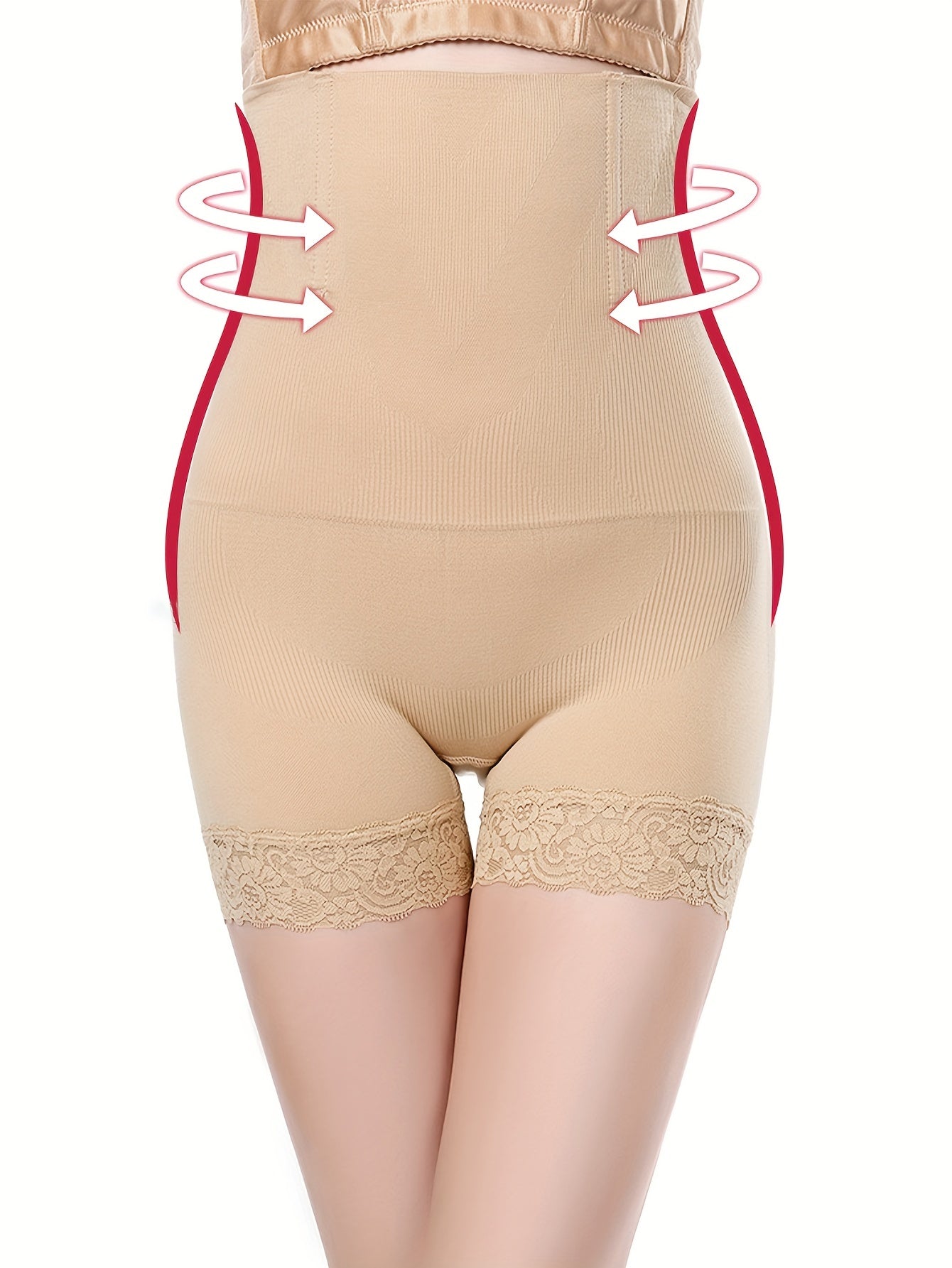 Lace Trim High Waist Tummy Control Panties