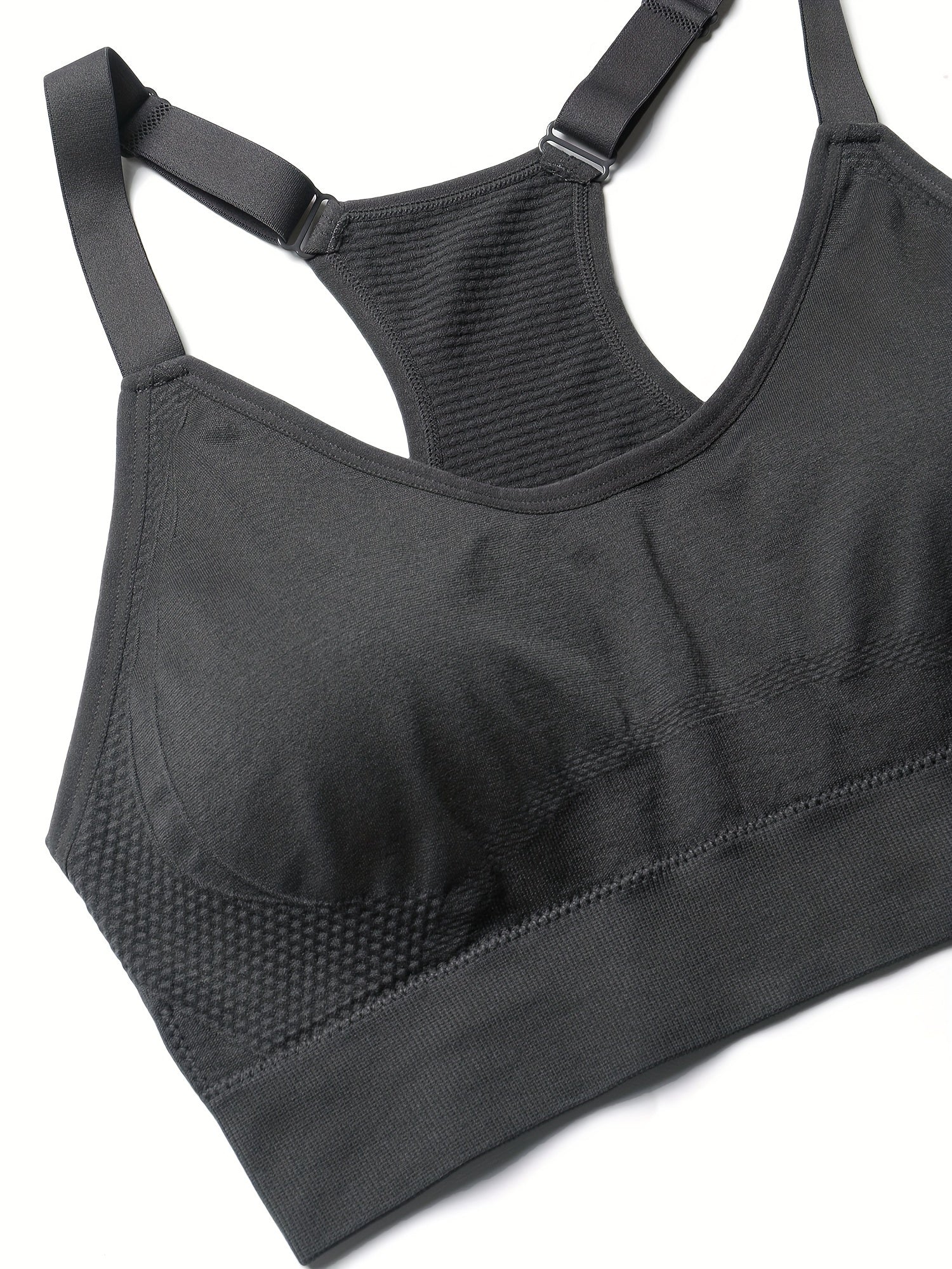 2 Pack Plus Size Sports Bra Set Solid Wireless Racer Back Yoga Gym Bralette 2pcs