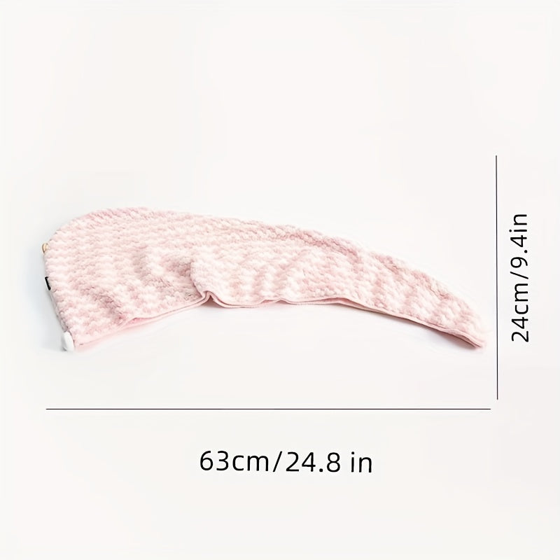 Striped Hair Drying Cap Coral Fleece Thickened Hair Towel Women's Quick-Drying