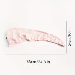 Striped Hair Drying Cap Coral Fleece Thickened Hair Towel Women's Quick-Drying