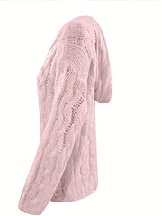 Oversize Knit Pullover Hooded Sweater V-Neck Casual Fall Winter Women