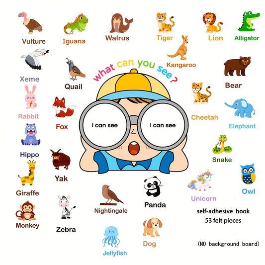 Animal English Word Felt Set for Learning Vocabulary and Identifying Animals