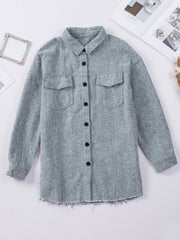Women's Textured Button Down Shirt Jacket With Pockets