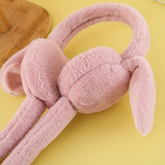Hot Plush Ear Muffs Usable for 4 Seasons Hat with Movible Rabbit Ears