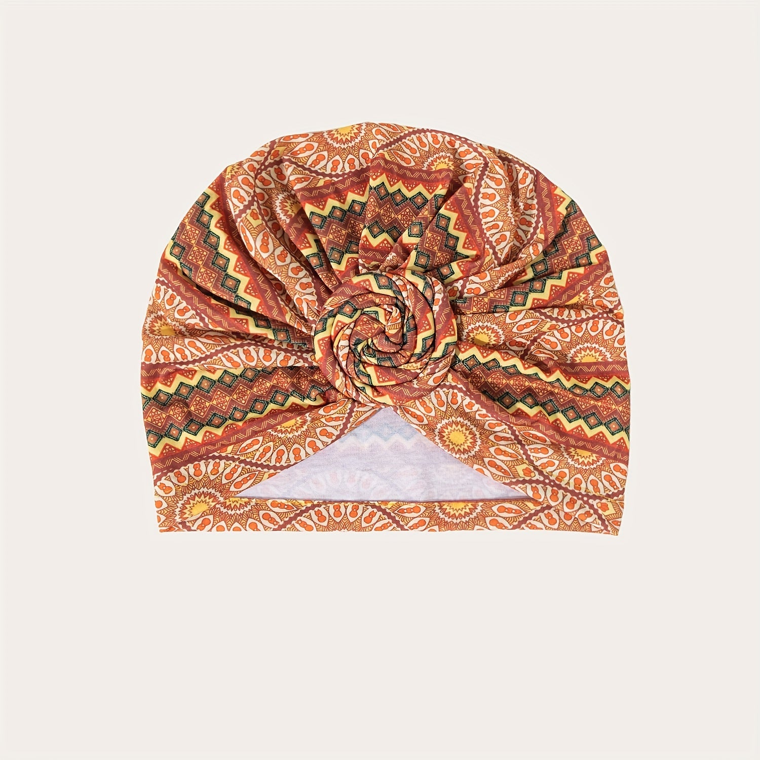 Yellow Boho Floral Twist Turban Cap Pre Tied Bonnet Women Headwrap