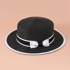 Double Flat Top Jazz Fedora Straw Hat for Women