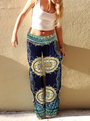 Floral Print Wide Leg Pants Beach Summer Casual Loose Pants