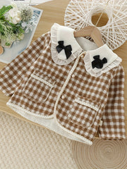 Toddler Girls Checkered Long Sleeve Jacket for Spring Fall Winter