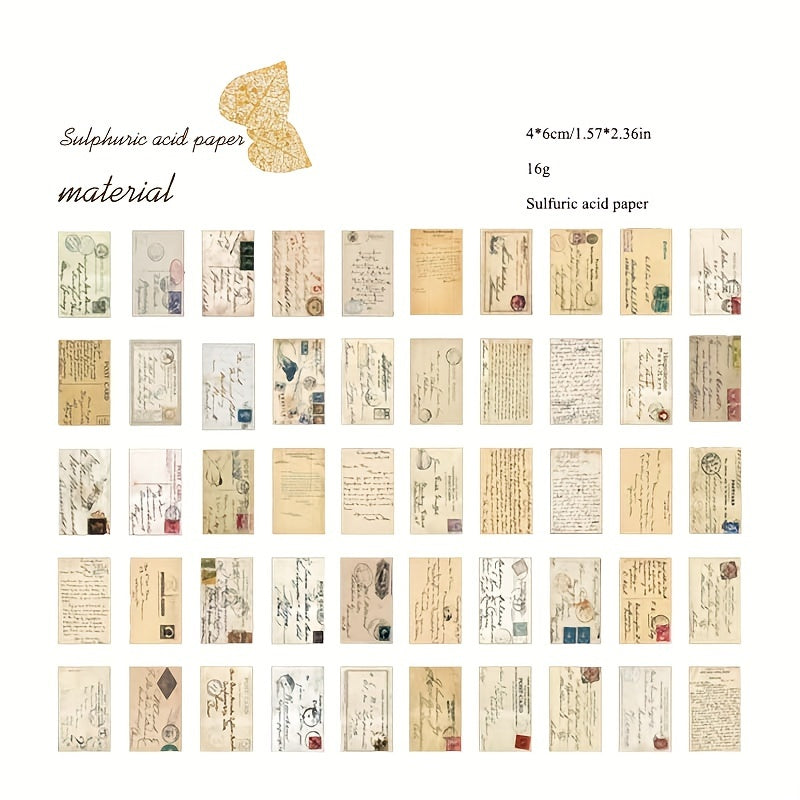 Retro Sulfate Paper Book Decoration DIY 50 Patterns 50 Sheets