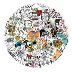 50pcs Skeleton Waterproof Stickers for Laptops Water Bottles