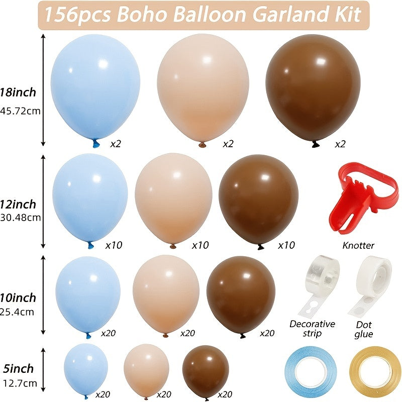 156pcs Brown Balloon Garland Arch Set Baby Shower Decoration Gender Reveal