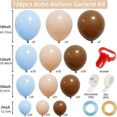 156pcs Brown Balloon Garland Arch Set Baby Shower Decoration Gender Reveal