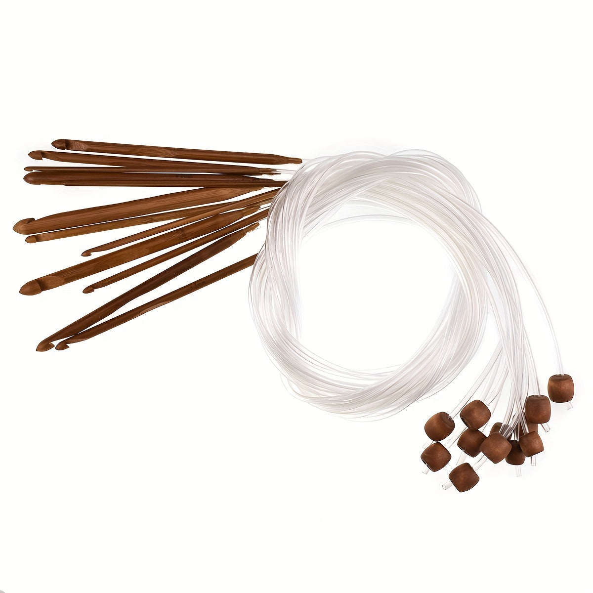 12pcs Tunisian Crochet Hooks Set 3-10mm Bamboo Knitting Needle