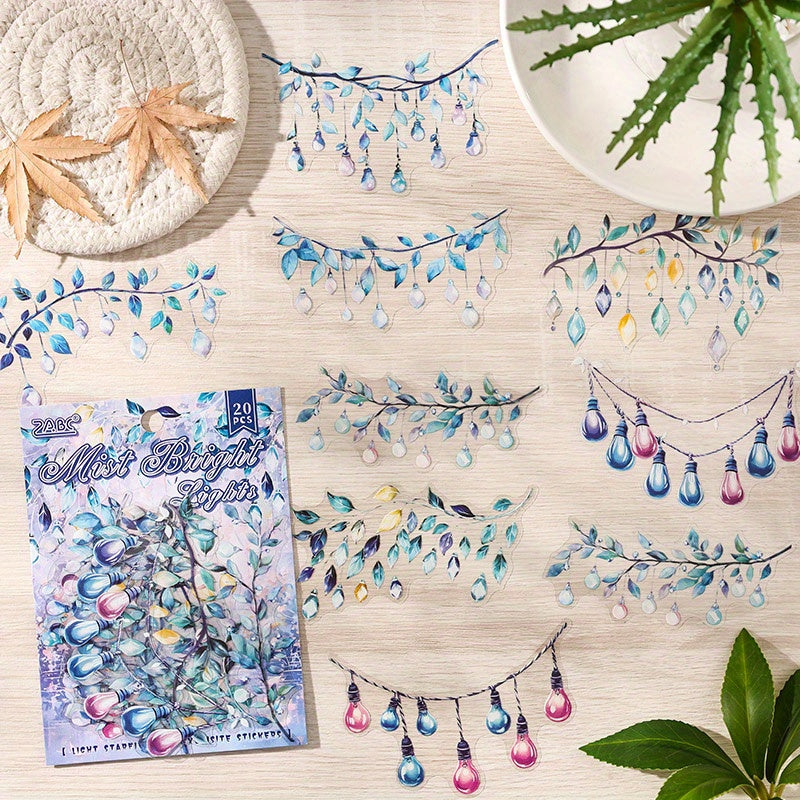 20pcs Retro Colorful LED Strip Stickers Transparent Waterproof for Scrapbooking