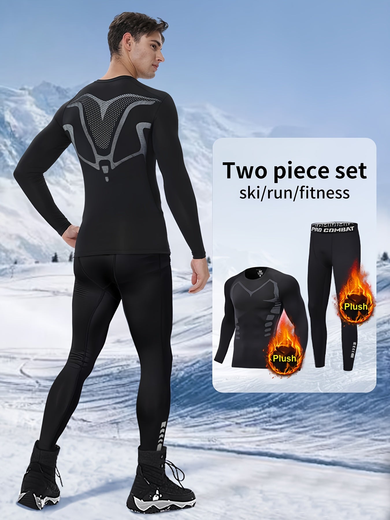 Men's Compression Thermal Outfit Warm Fleece Base Layer