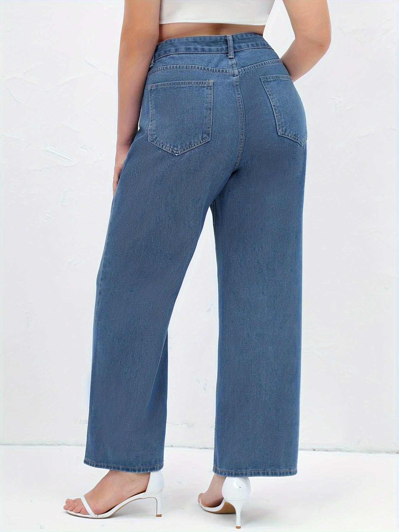 Women's Plus High Rise Wide Leg Jeans